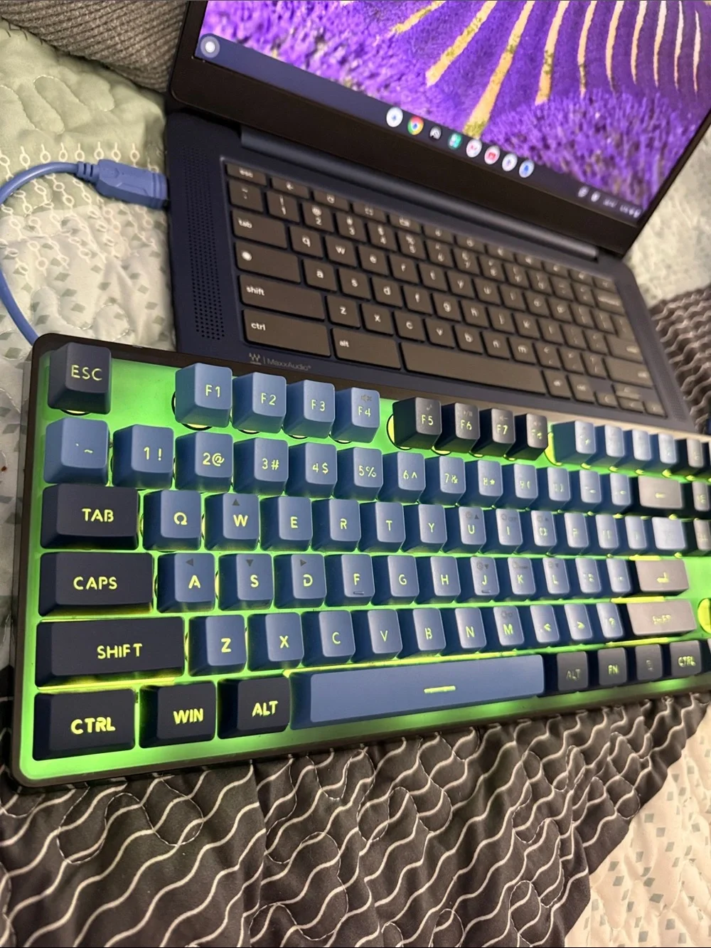 Lenovo White and Blue Wired Keyboard and Mouse Combo (Boxed)